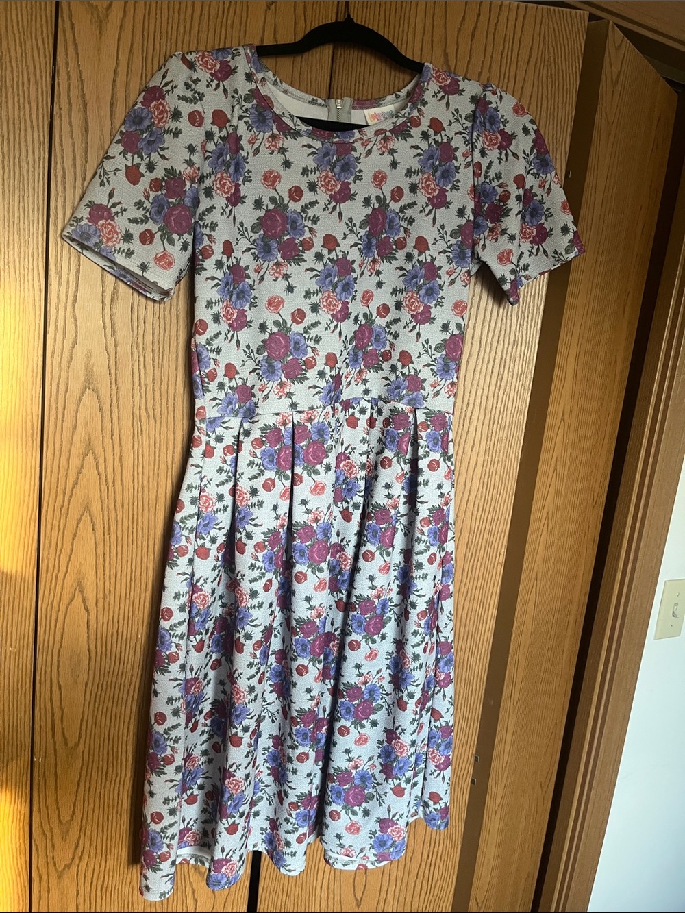 Lularoe Floral Fit-and-Flare Dress - Light Blue Floral